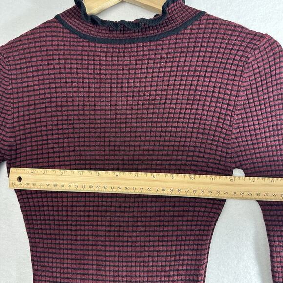 Vtg Derek Heart Turtleneck Top Womens M Striped Ribbed Slim Fit Grunge Y2K - Picture 5 of 12
